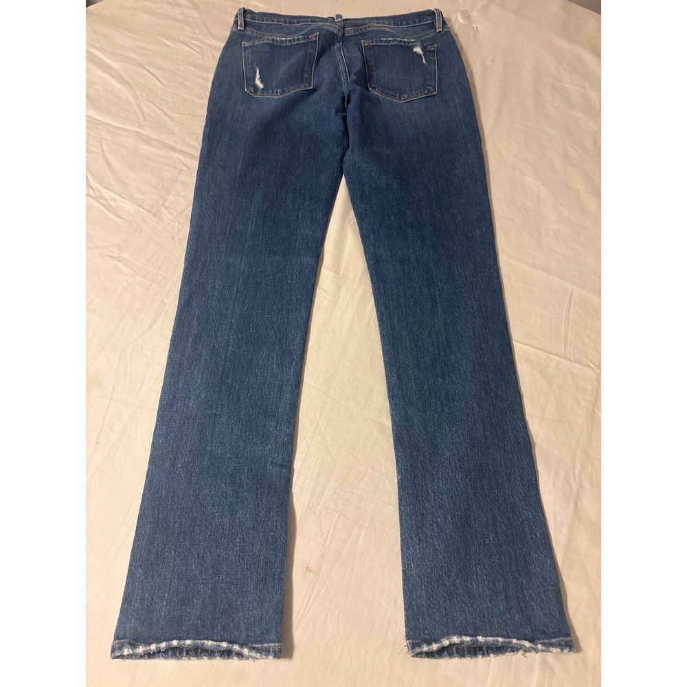 FRAME Straight Leg Jeans Womens 29 Blue Distressed Denim - Picture 12 of 14